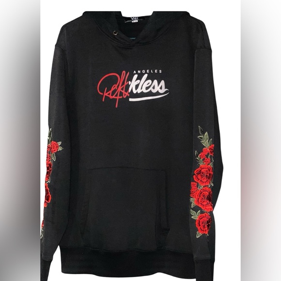 Young Reckless Los Angeles  Rose Embroidered Long Sleeve Hoodie Size XL - Picture 1 of 5